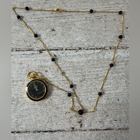 Vintage Joan Rivers Classics Gold Tone Watch Clock Pendant Necklace - Picture 1 of 7